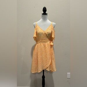 Jessica Simpson Cold Shoulder Dress with Orange Floral Print.